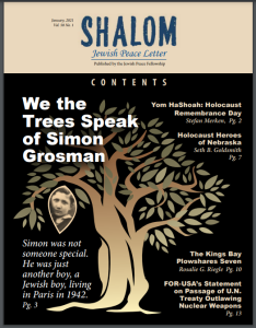 Front cover of Shalom (JPF Newsletter) - January 2021