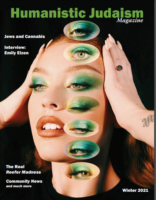 front cover of Humanistic Judaism magazine, winter 2021 issue on cannabis
